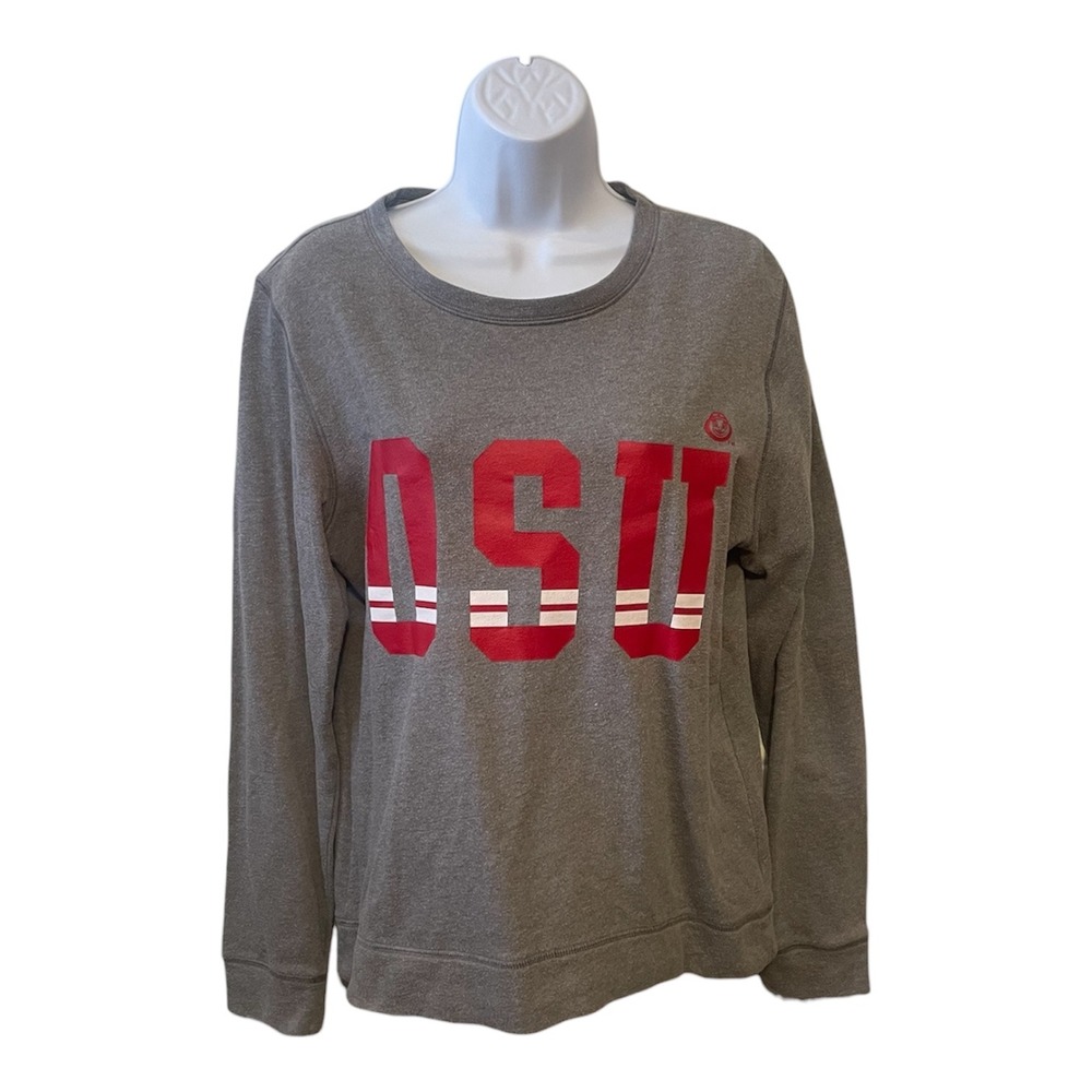 Pink OSU Buckeyes Sweatshirt Women's Small Gray Red Long‎ Sleeve Crewneck